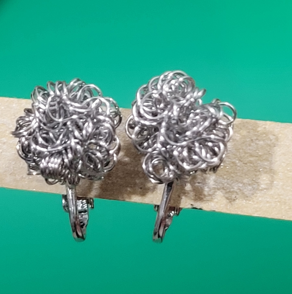 Elegant Silver Wire Cluster Earrings
